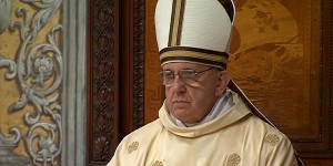 In this image made from video provided by CTV, Pope Francis celebrates his inaugural Mass with cardinals inside the Sistine Chapel, at the Vatican, Thursday, March 14, 2013. As the 266th pope, Francis inherits a Catholic church in turmoil, beset by the clerical sex abuse scandal, internal divisions and dwindling numbers in parts of the world where Christianity had been strong for centuries. (AP Photo/CTV)