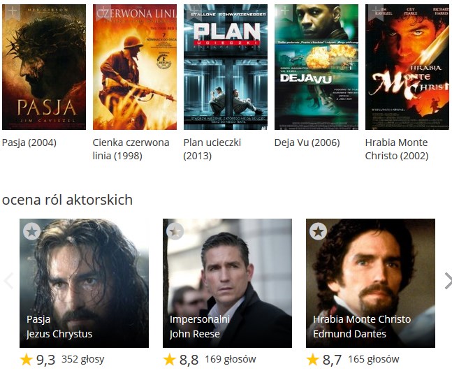Jim Caviezel _role filmowe