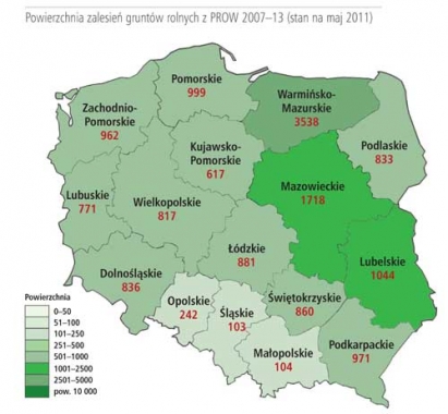 mapa_2Las Polski_ Efekty programu zalesieniowego