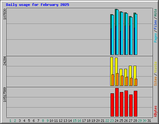 Daily usage for February 2025