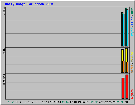 Daily usage for March 2025